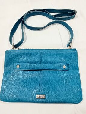 Jewell by Thirty-One Teal Pebbled Leather Crossbody Bag